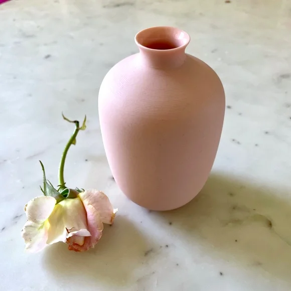 Signed Bo Jia Middle Kingdom Pale Pink Bisque Bud Vase - Picture 8 of 11